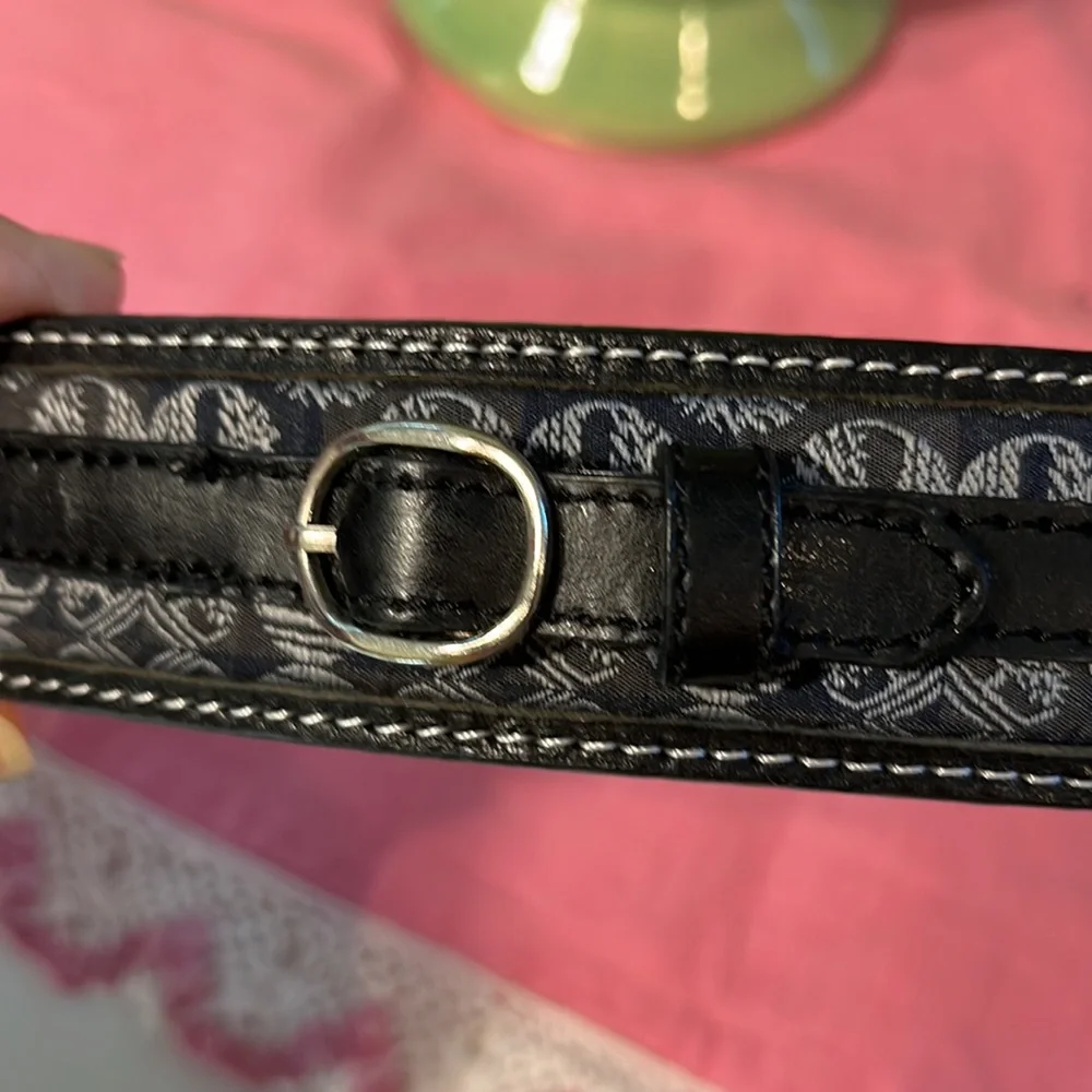 Timberland Black Leather Belt Grey Fabric Tree Logo 1743-001